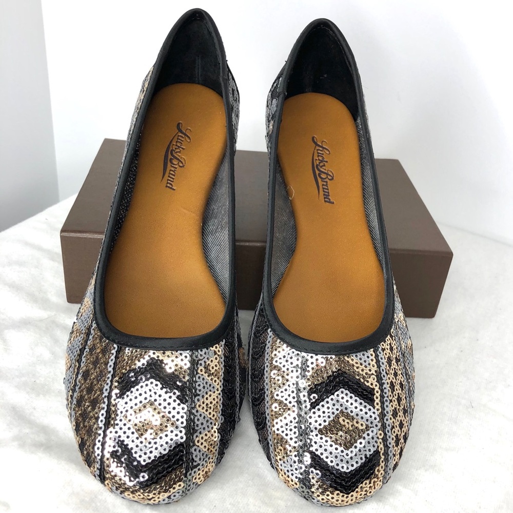 NWOT LUCKY BRAND Sequin flats | Black + multicolor